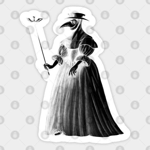 Lady Plague Doctor (black) Sticker by AlexTal